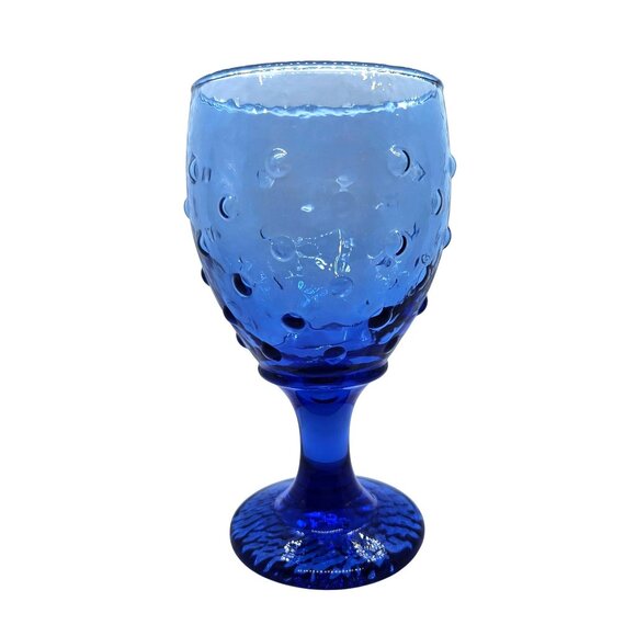 Libbey Hobnail Cobalt Blue Glass Goblets Set Of 4 Unique Textured Drinkware - Picture 7 of 12